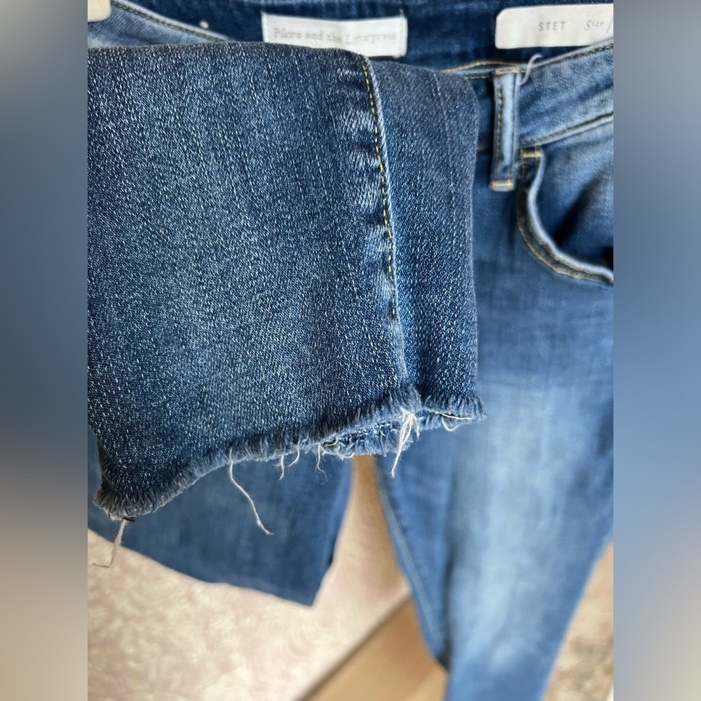 Anthropologie Pilcro Stet Skinny Ankle Medium Wash Mid Rise‎ Distressed Denim - Picture 5 of 10